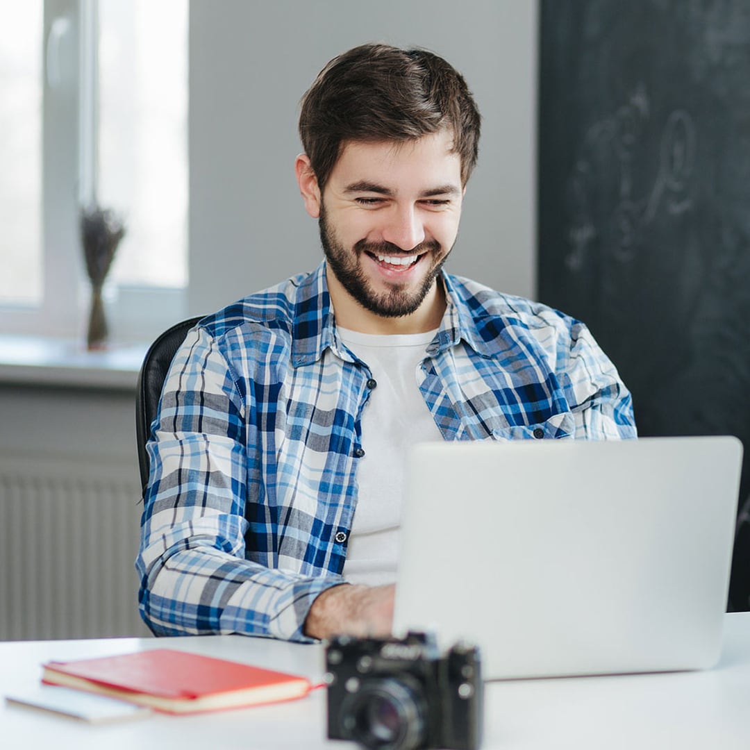 Person using laptop comfortably